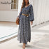Nadafair Vintage Floral Maxi Dress Summer Long A-Line Split Lantern Long Sleeve Spring Elegant Retro Boho Dress Women Vestidos