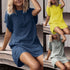 vestidos verao Women Summer Casual Solid Short Sleeve Dress Crew Neck Linen Dress women summer dress vestidos femininos